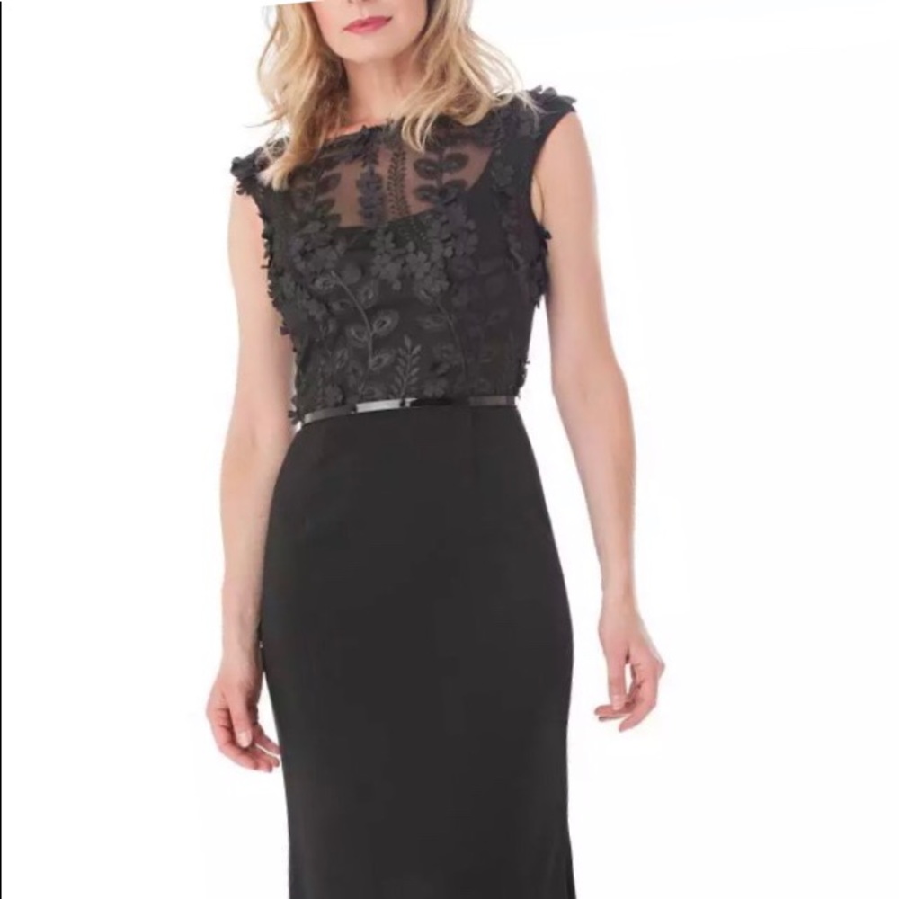 CARMEN MARC VALVO Black Rossette Dress Gown 14.